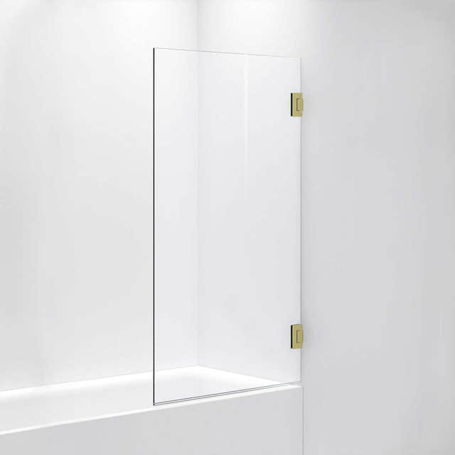 INR Badekarvegg ARC 17 Måltilpasset Brushed brass / Måltilpasset / Opal klart glass INR Iconic Nordic Rooms Badekarvegg INR-11712800