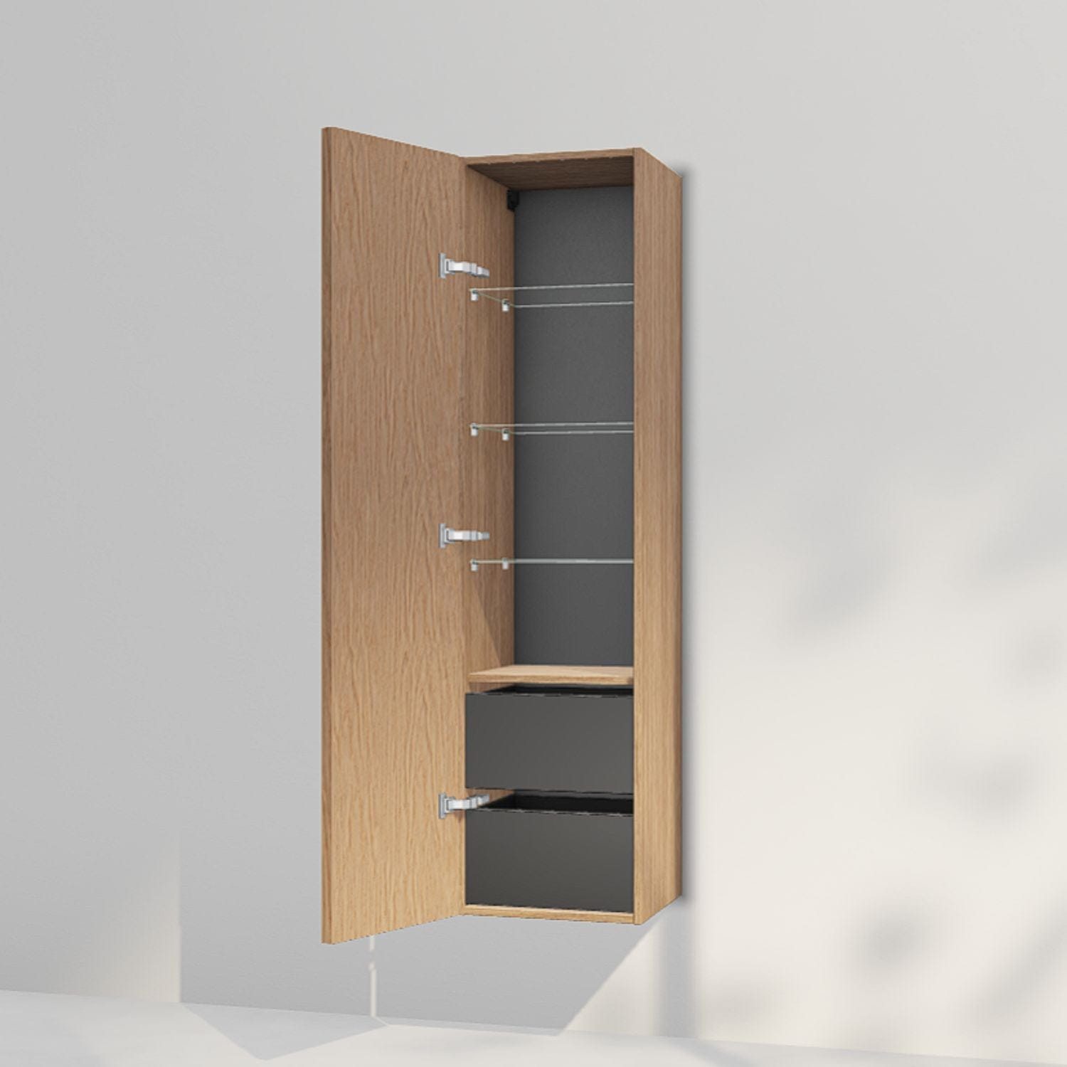 INR Carve 40/40 Høyskap med skuffer Natural oak / 40cm / Venstre INR Iconic Nordic Rooms Høyskap bad INR-396434V