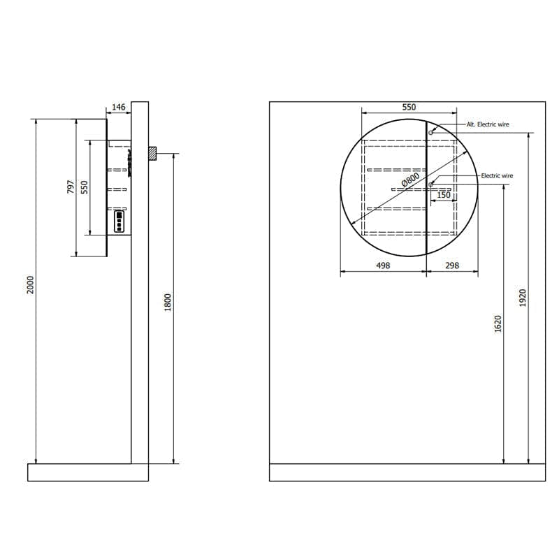 INR CIRC Ø80 Speilskap med Regulerbar belysning Ø80x159mm INR Iconic Nordic Rooms Speilskap