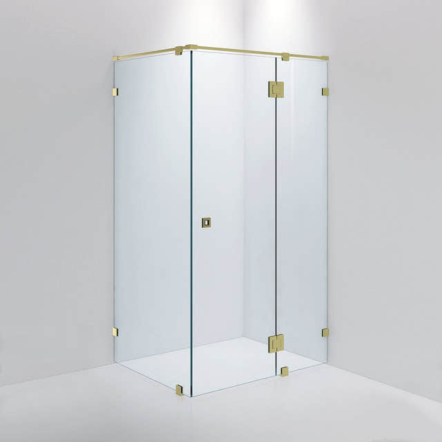 INR Dusjhjørne ARC 15 Måltilpasset Brushed brass / Måltilpasset / Klart glass INR Iconic Nordic Rooms Dusjhjørne INR-11502800