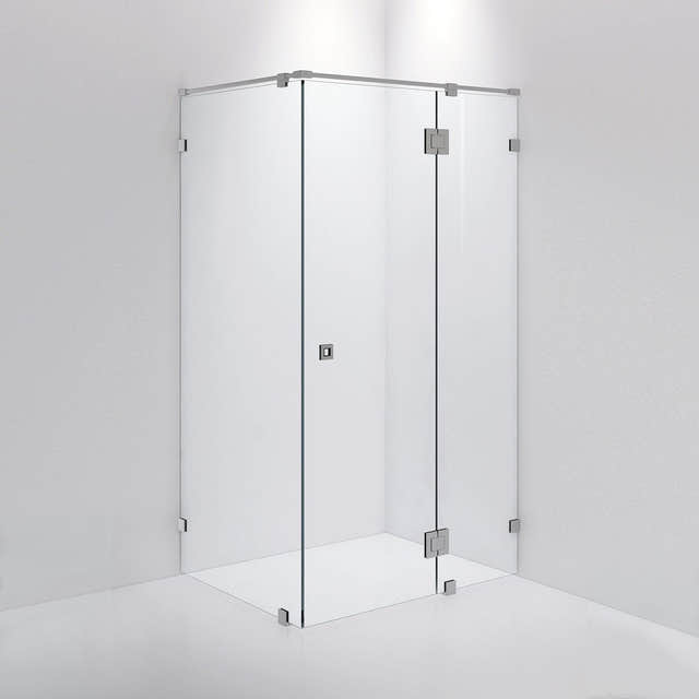 INR Dusjhjørne ARC 15 Måltilpasset Brushed stainless / Måltilpasset / Opal klart glass INR Iconic Nordic Rooms Dusjhjørne INR-11512400