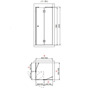 INR Dusjhjørne ARC 16 Frame Måltilpasset