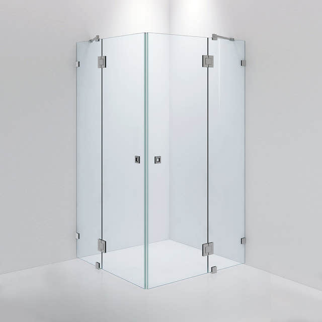 INR Dusjhjørne ARC 16 Måltilpasset Brushed stainless / Måltilpasset / Klart glass INR Iconic Nordic Rooms Dusjhjørne INR-11602400