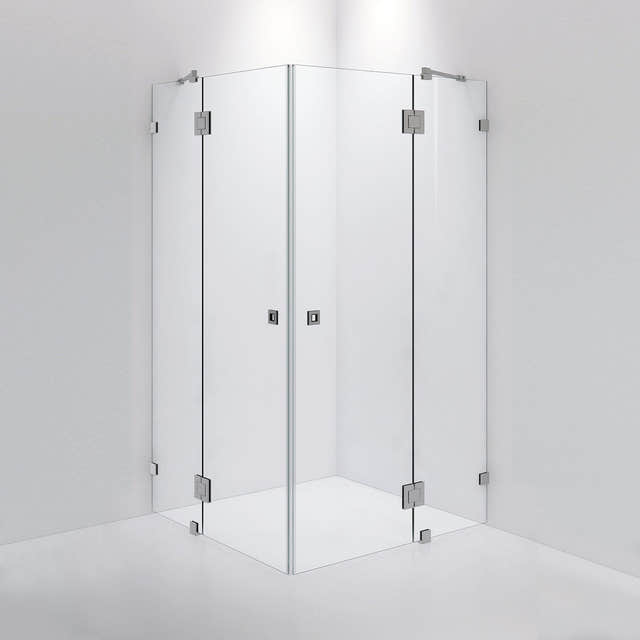 INR Dusjhjørne ARC 16 Måltilpasset Brushed stainless / Måltilpasset / Opal klart glass INR Iconic Nordic Rooms Dusjhjørne INR-11612400