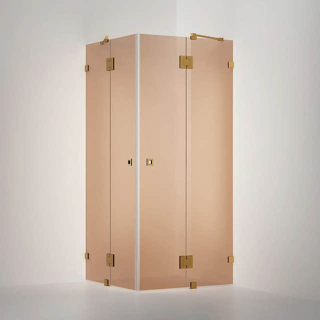 INR Dusjhjørne ARC 16 Original Måltilpasset Brushed brass / Måltilpasset / Bronse glass INR Iconic Nordic Rooms Dusjhjørne INR-11642800