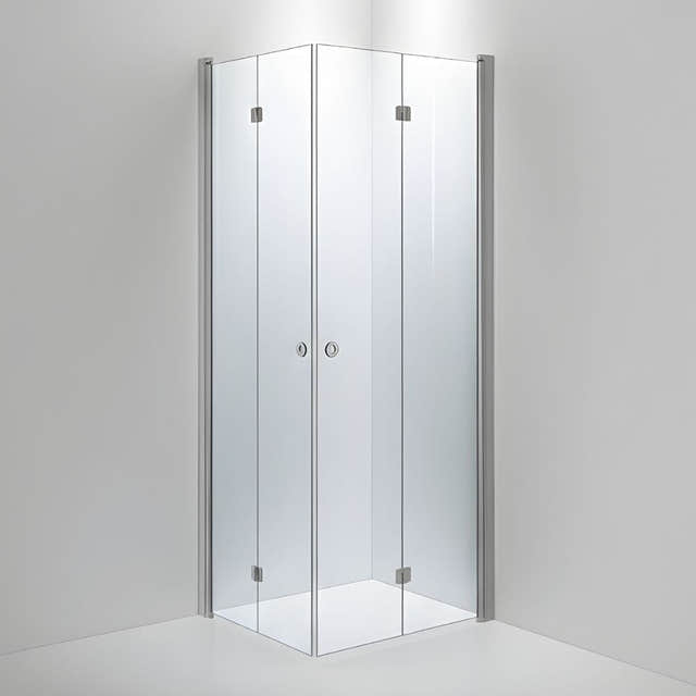 INR Dusjhjørne LINC Angel Flex Standardmål Matt aluminium / 80x90cm / Klart glass INR Iconic Nordic Rooms Dusjhjørne INR-512102989