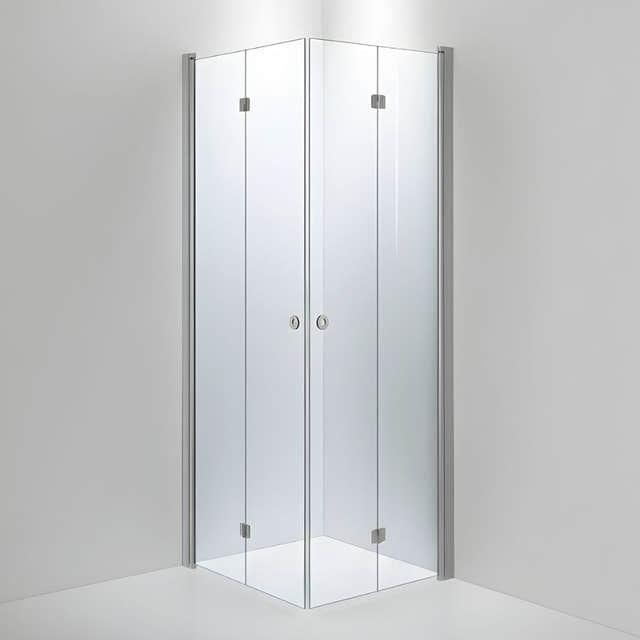 INR Dusjhjørne LINC Angel Flex Standardmål Matt aluminium / 90x80cm / Klart glass INR Iconic Nordic Rooms Dusjhjørne INR-512102998