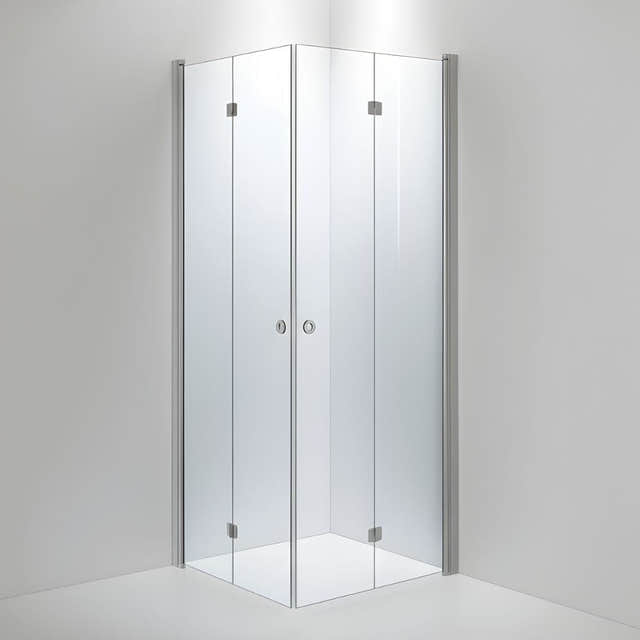 INR Dusjhjørne LINC Angel Flex Standardmål Matt aluminium / 90x90cm / Klart glass INR Iconic Nordic Rooms Dusjhjørne INR-512102999