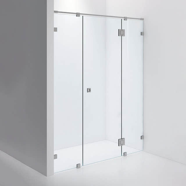 INR Dusjnisje ARC 7 Måltilpasset Brushed stainless / Måltilpasset / Timeless klart glass INR Iconic Nordic Rooms Dusjnisje INR-10711400