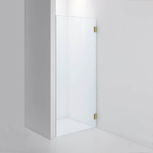 INR Dusjvegg ARC 19 Måltilpasset Brushed brass / Måltilpasset / Klart glass INR Iconic Nordic Rooms Dusjvegg INR-11902800