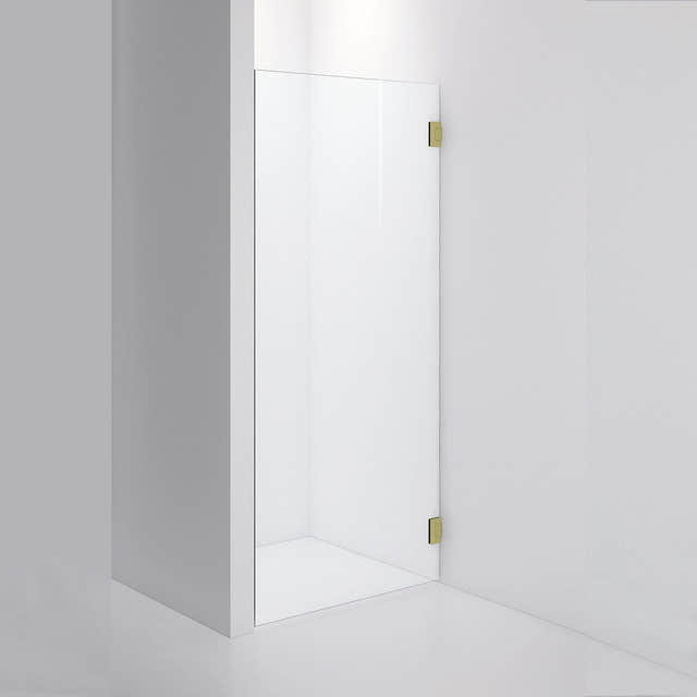INR Dusjvegg ARC 19 Måltilpasset Brushed brass / Måltilpasset / Opal klart glass INR Iconic Nordic Rooms Dusjvegg INR-11912800