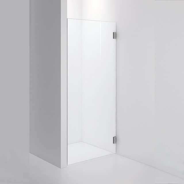 INR Dusjvegg ARC 19 Måltilpasset Brushed stainless / Måltilpasset / Opal klart glass INR Iconic Nordic Rooms Dusjvegg INR-11912400