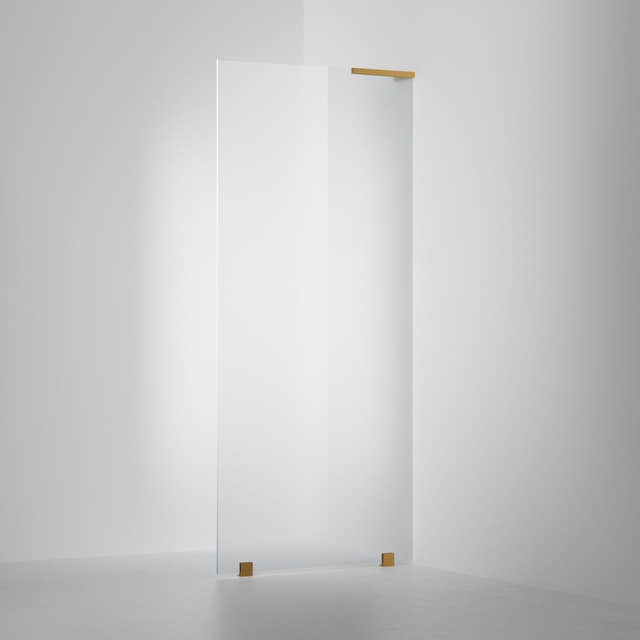 INR Dusjvegg ARC 20 Original Skjermvegg Måltilpasset Brushed brass / Måltilpasset - høyre / Frost glass INR Iconic Nordic Rooms Dusjvegg INR-120510800