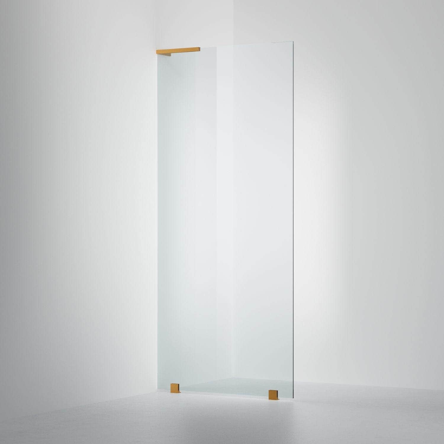 INR Dusjvegg ARC 20 Original Skjermvegg Måltilpasset Brushed brass / Måltilpasset - venstre / Klart glass INR Iconic Nordic Rooms Dusjvegg INR-120402800