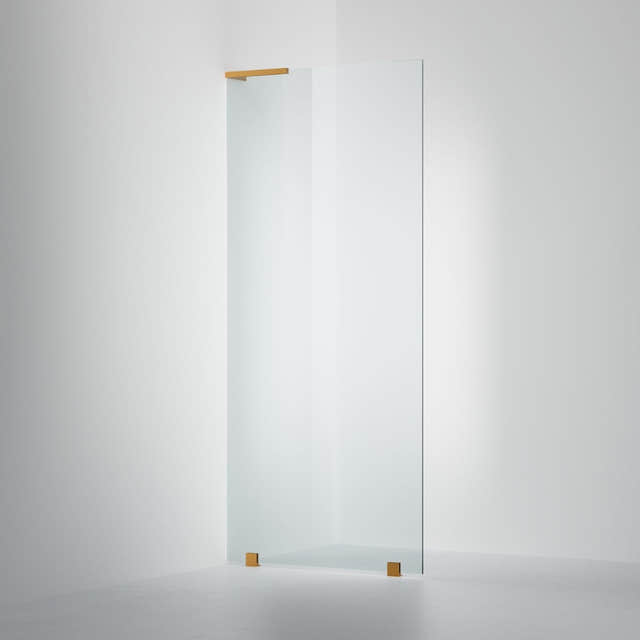 INR Dusjvegg ARC 20 Original Skjermvegg Måltilpasset Brushed brass / Måltilpasset - venstre / Klart glass INR Iconic Nordic Rooms Dusjvegg INR-120402800