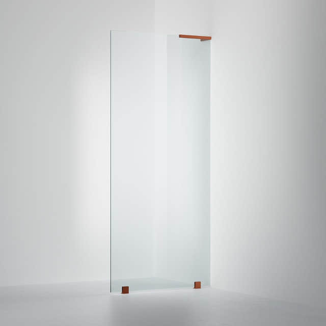 INR Dusjvegg ARC 20 Original Skjermvegg Standardmål Brushed bronze / 80cm - høyre / Klart glass INR Iconic Nordic Rooms Dusjvegg INR-120502680