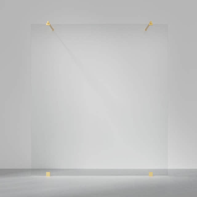INR Dusjvegg ARC 43 Original Måltilpasset Brushed brass / Måltilpasset / Opal klart glass INR Iconic Nordic Rooms Dusjvegg INR-14312800