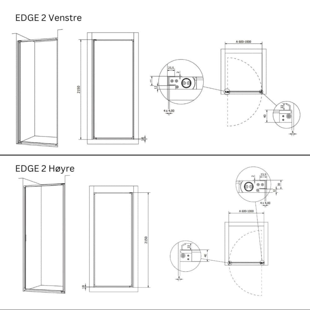 INR Dusjvegg EDGE 2 INR Iconic Nordic Rooms Dusjdør