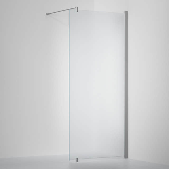 INR Dusjvegg LINC 20 Original Måltilpasset Matt aluminium / Måltilpasset - høyre / Frostet glass INR Iconic Nordic Rooms Dusjvegg INR-520210900