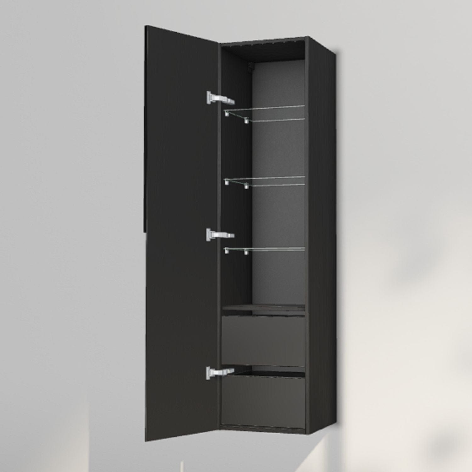 INR Grip 40/40 Høyskap med skuffer Black oak / 40cm / Venstre INR Iconic Nordic Rooms Høyskap bad INR-395939V