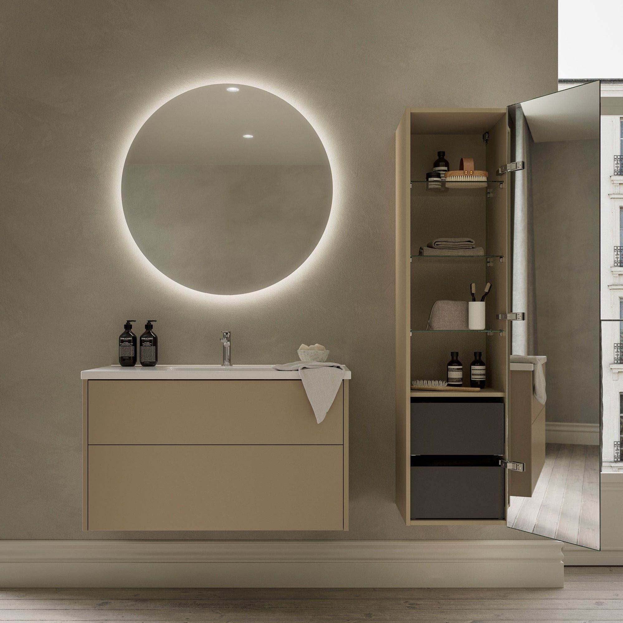 INR LOOX Speil Ø70-110 LED-Belysning INR Iconic Nordic Rooms Baderomsspeil
