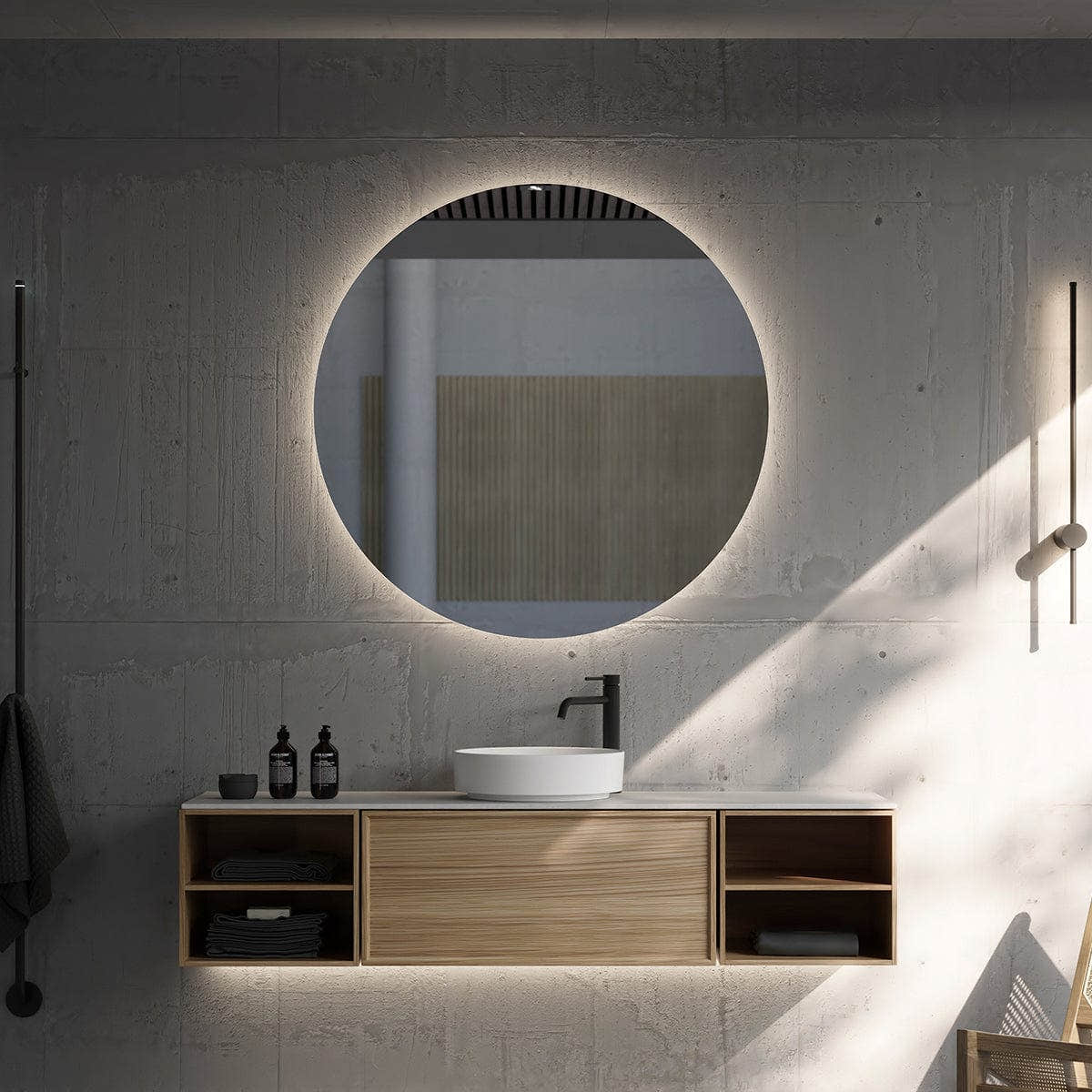 INR LOOX Speil Ø70-110 LED-Belysning INR Iconic Nordic Rooms Baderomsspeil