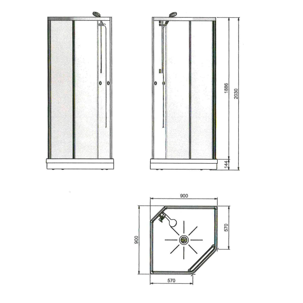 INR Nevada 2.0 Dusjkabinett Krom / 90x90cm / Klart glass INR Iconic Nordic Rooms Dusjkabinett INR-90402390