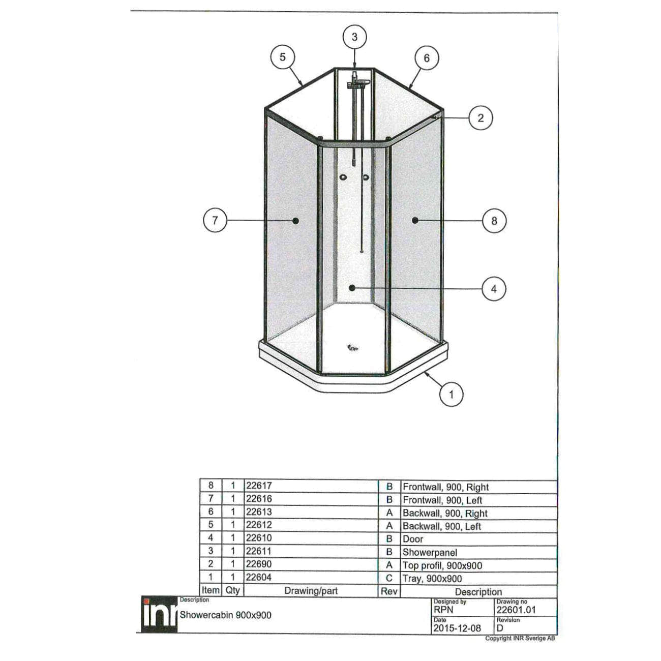 INR Nevada 2.0 Dusjkabinett Krom / 90x90cm / Klart glass INR Iconic Nordic Rooms Dusjkabinett INR-90402390