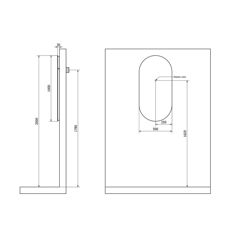 INR SLOT 50 Speil med LED-belysning B500xH1000xD30mm 50cm INR Iconic Nordic Rooms Baderomsspeil INR-341150