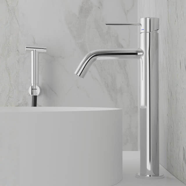 INR Voyage High Servantbatteri med Hånddusj Polished INR Iconic Nordic Rooms Servantbatteri INR-80001434
