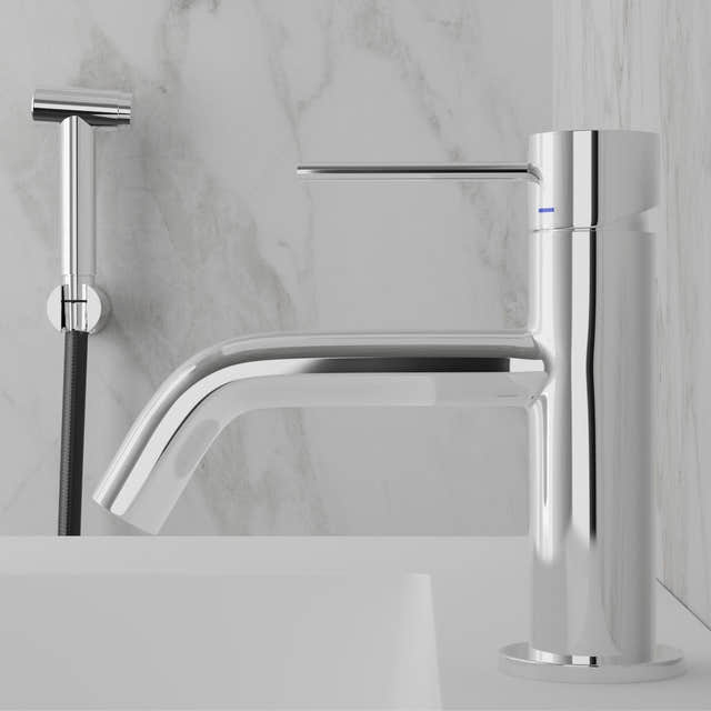 INR Voyage Low Servantbatteri med Hånddusj Polished INR Iconic Nordic Rooms Servantbatteri INR-80001424