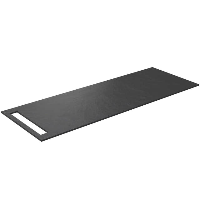 Korsbakken Benkeplate HPL med 1 håndkleholder Svart / 1 side / 130cm Korsbakken Benkeplate bad KO-513404130