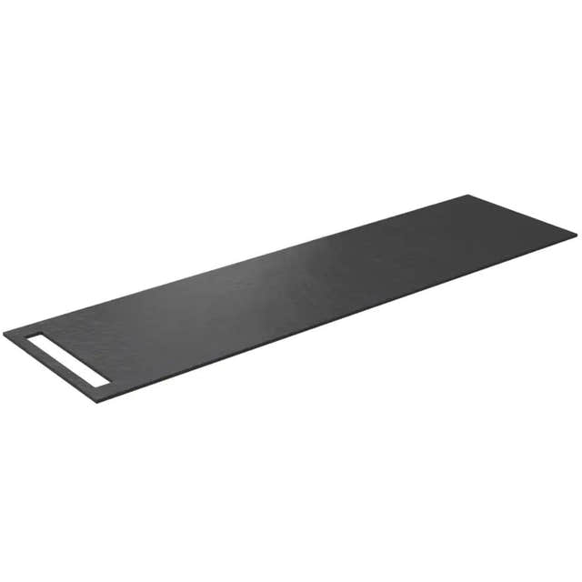 Korsbakken Benkeplate HPL med 1 håndkleholder Svart / 1 side / 170cm Korsbakken Benkeplate bad KO-513404170