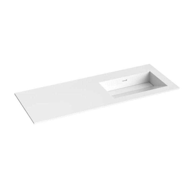 Korsbakken Corian Sidestilt Servant med Skrå Bunn uten Kranhull Hvit matt / 120cm / Høyre Korsbakken Møbelservant KO-373902126