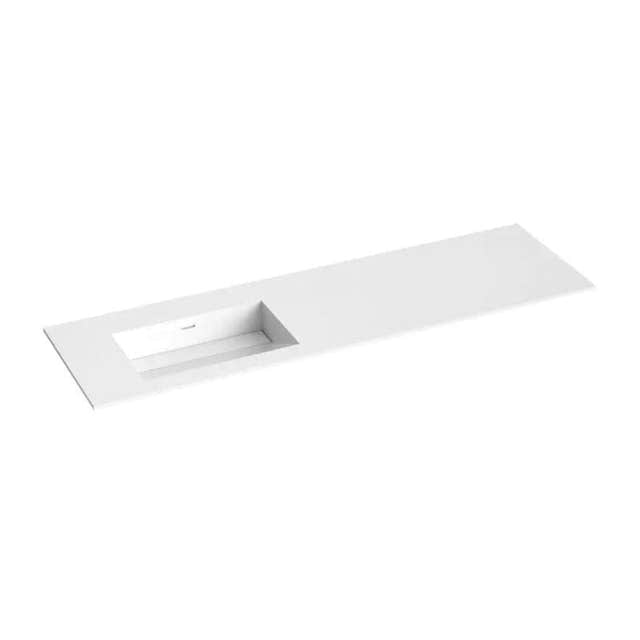 Korsbakken Corian Sidestilt Servant med Skrå Bunn uten Kranhull Hvit matt / 160cm / Venstre Korsbakken Møbelservant KO-373902165