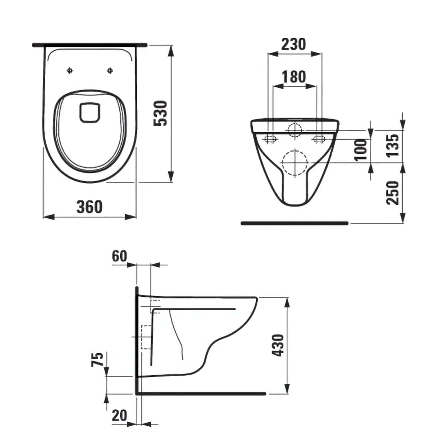 Laufen Basal Basic Vegghengt Toalett Hvit Laufen Vegghengt toalett LA-6316028