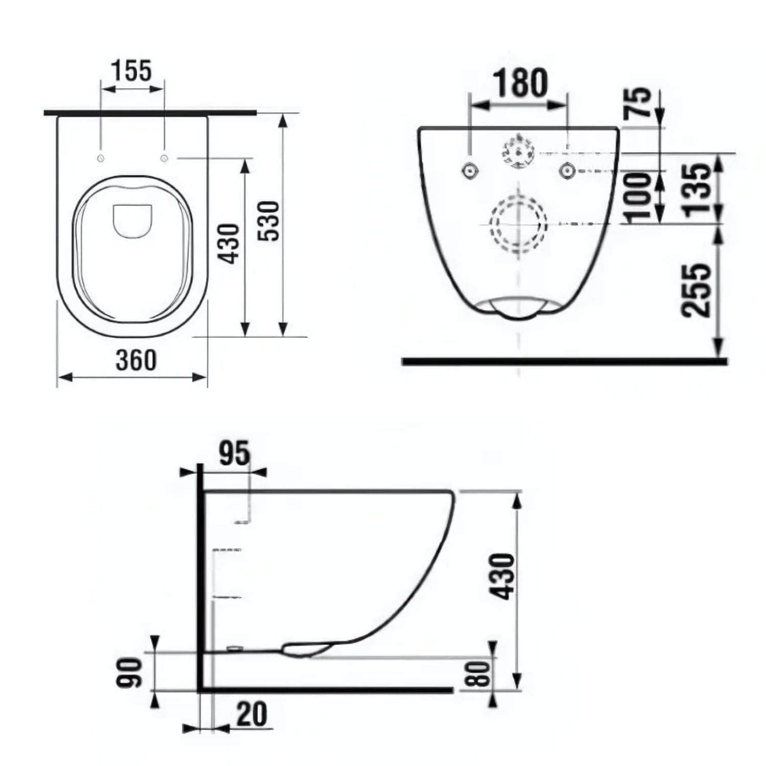 Laufen Basal Rimless Vegghengt Toalett Hvit Laufen Vegghengt toalett LA-3232751