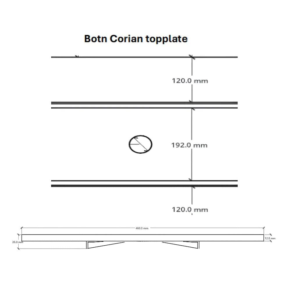 Linn Bad Corian Benkeplate for toppservant Linn Bad Benkeplate bad