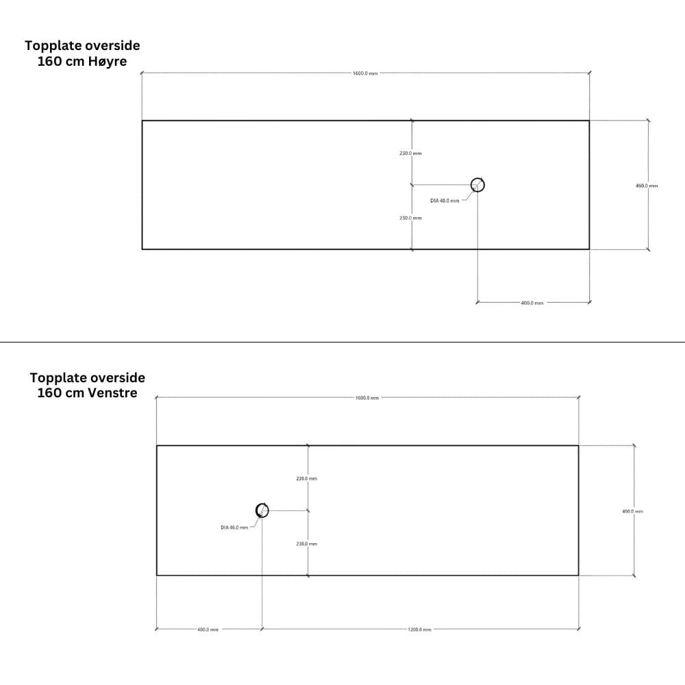 Linn Bad Corian Benkeplate for toppservant Linn Bad Benkeplate bad