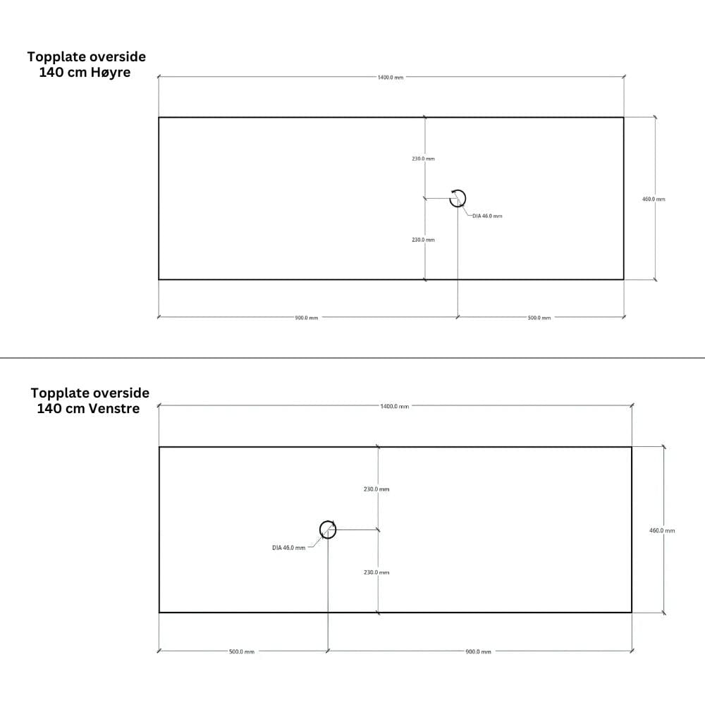 Linn Bad Corian Benkeplate for toppservant Linn Bad Benkeplate bad