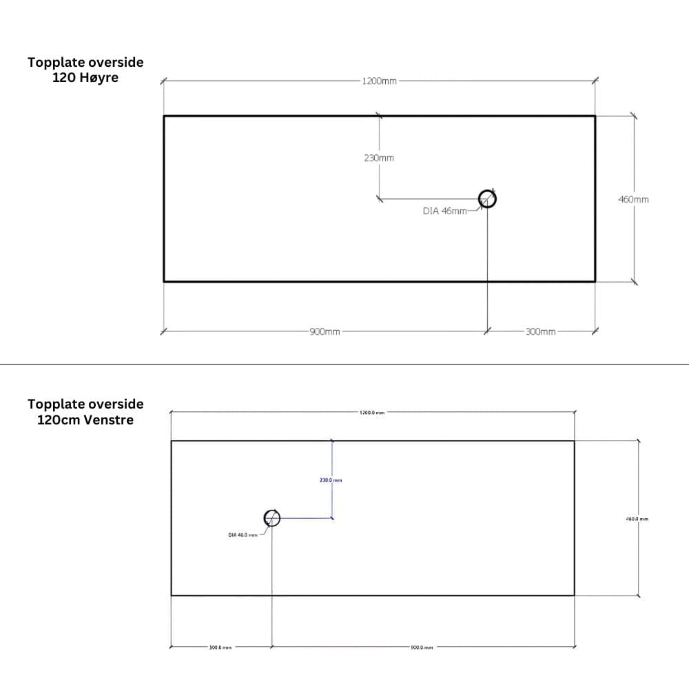 Linn Bad Corian Benkeplate for toppservant Linn Bad Benkeplate bad