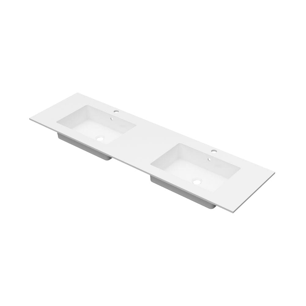 Linn Bad Corian topplate med Eir servant B(60-160)xH1,2xD46cm Hvit matt / 160cm dobbel Linn Bad Møbelservant LB-3816CD