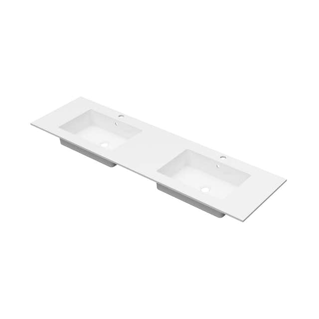 Linn Bad Corian topplate med Eir servant B(60-160)xH1,2xD46cm Hvit matt / 160cm dobbel Linn Bad Møbelservant LB-3816CD