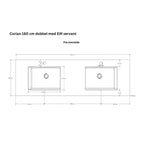 Linn Bad Corian topplate med Eir servant B(60-160)xH1,2xD46cm