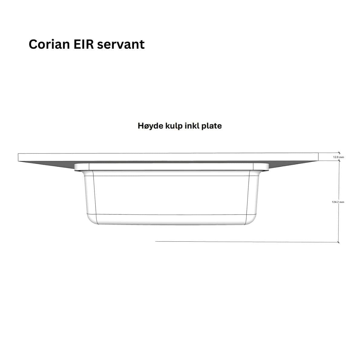 Linn Bad Eir Corian Underlimt Servant ferdig montert Hvit matt Linn Bad Nedfelling LB-3805C