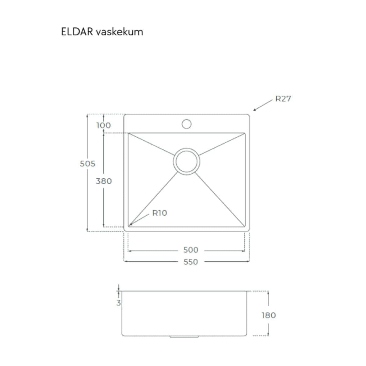 Linn Bad ELDAR Kjøkkenvask Rustfritt stål Linn Bad Kjøkkenvask LB-31205