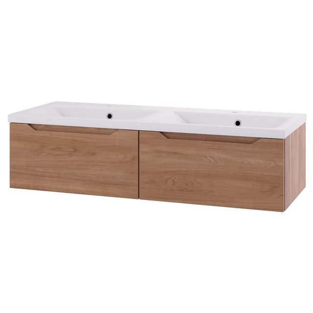 Linn Bad Emma D45 Servantskap med 1 skuff Eik / 120cm dobbel 2 skuff Linn Bad Servantskap LB-130512D2S