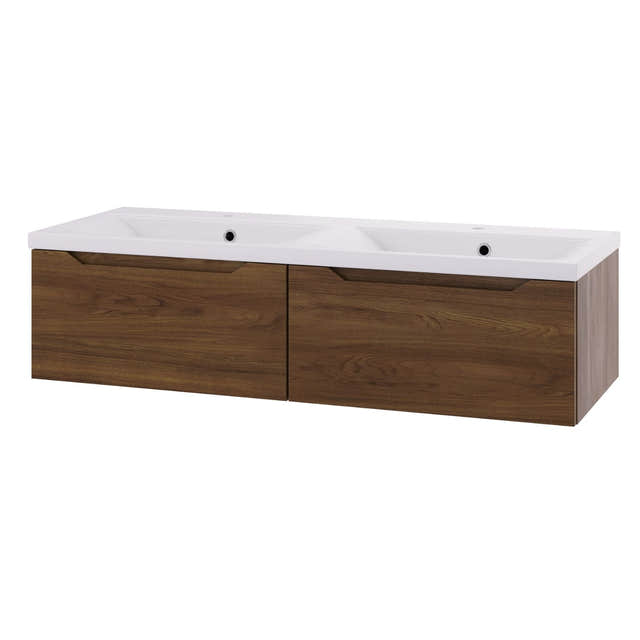 Linn Bad Emma D45 Servantskap med 1 skuff Mørk eik / 120cm dobbel 2 skuff Linn Bad Servantskap LB-130812D2S