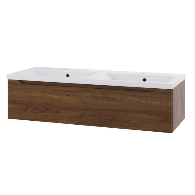 Linn Bad Emma D45 Servantskap med 1 skuff Mørk eik / 120cm dobbel Linn Bad Servantskap LB-130812D1S