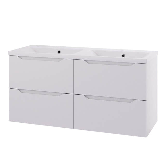 Linn Bad Emma D45cm Servantskap Hvit matt / 120cm dobbel / 4 skuffer Linn Bad Servantskap LB-130112D4S